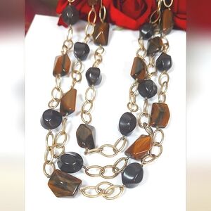 Unique Vintage Simmer Beaded Statememt Necklace Multi Strand Lucite Beads